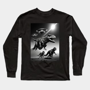 UFOs Hunt T-Rex Dino Extinct Real Reasons Long Sleeve T-Shirt